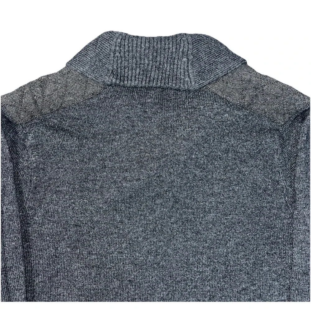 Banana Republic Mens Shawl Collar Merino Wool Gray Pullover Sweater Medium C1206